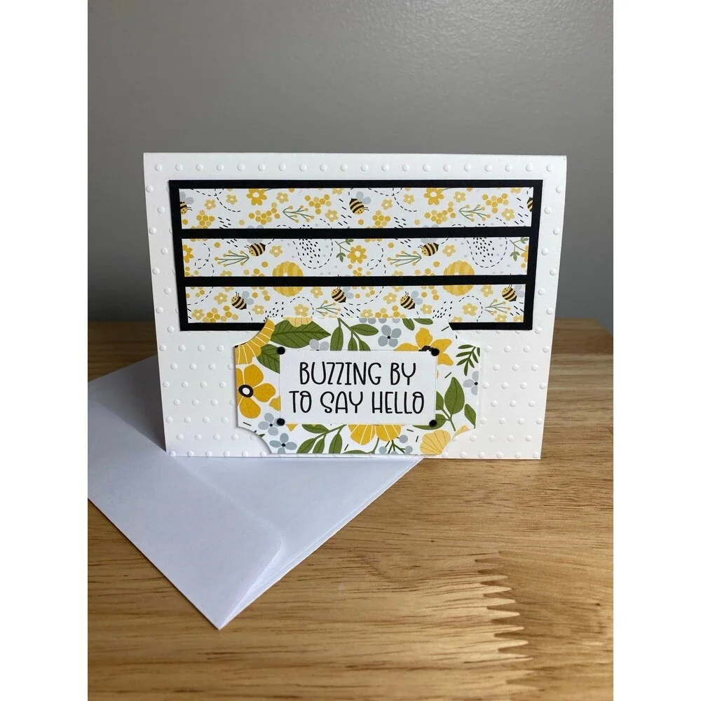 Bee & Flower Greeting Card – Handmade A2 Card – All Occasion Blank Card